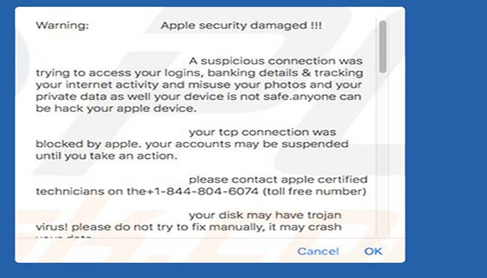 tipode virus Apple security damaged