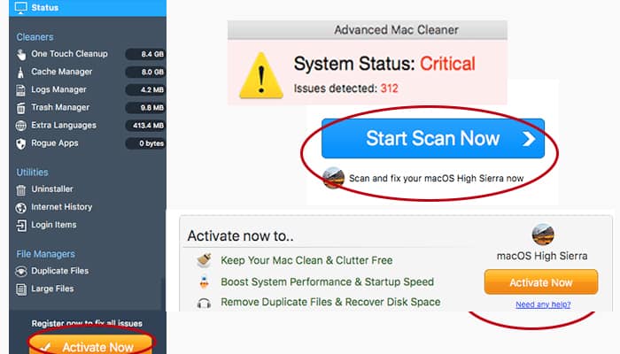 pulsa para activar Advanced Mac Cleaner