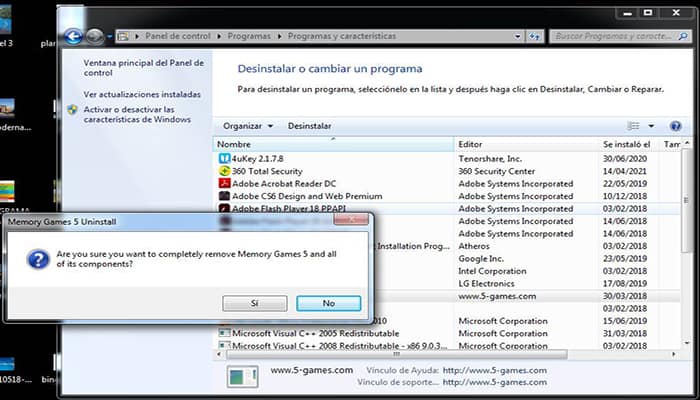 paso 5 eliminar Traffic Factory de Windows 7XP