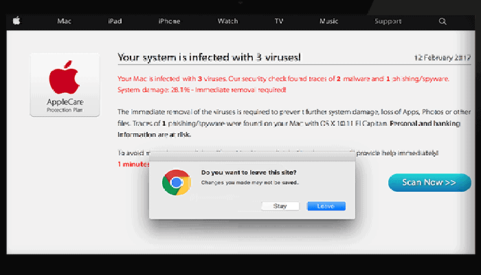 Virus Apple sistema infectado por 3 virus