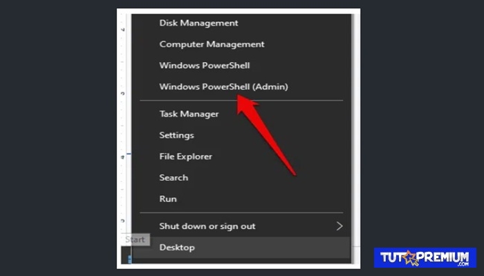 clic con el botón derecho del ratón en Inicio > Windows PowerShel