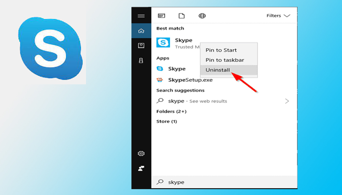 solución 1 paso 2 Desinstalar Skype de Windows