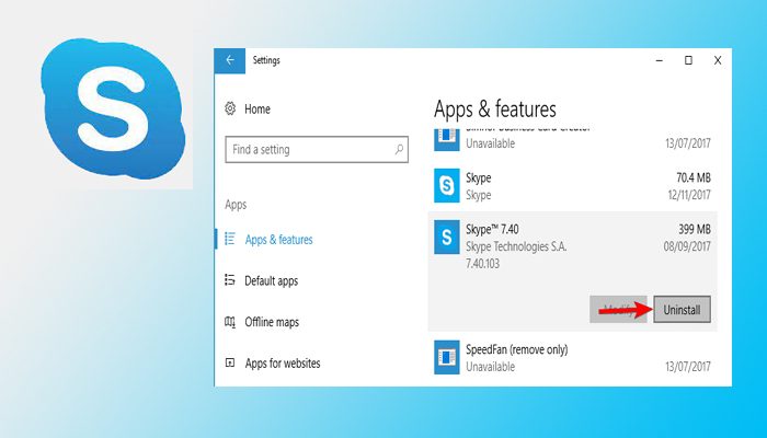 solución 2 paso 3 Desinstalar Skype de Windows