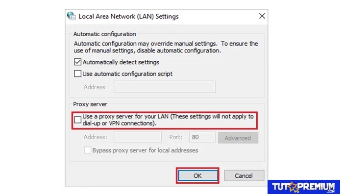 "Usar un servidor proxy para tu LAN"