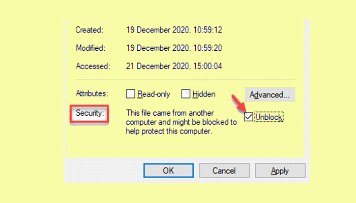 Seguridad de Windows. Estos archivos no se pueden abrir, solución 3