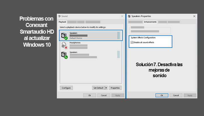Solución 7 para solucionar el problema generado por actualización de Windows en Conexant Samrtaudio HD