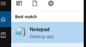 Abrir el Notepad usando la Barra de Búsqueda de Windows