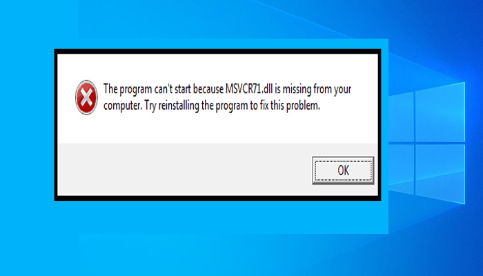 mensaje de error MSVCR71.DLL