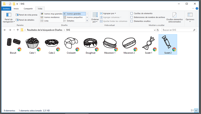 Abrir un archivo SVG en Windows 10 con otros programas