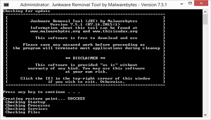 Elimina el secuestro del navegador Adware Helpers con la herramienta de eliminación de Junkware