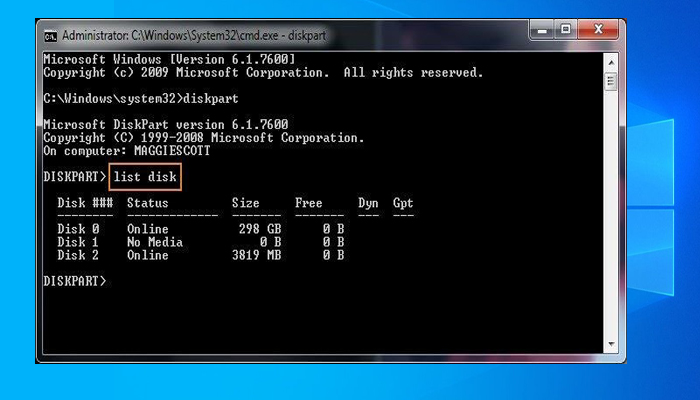 Windows no puede formatear esta unidad solución con DiskPart paso 3