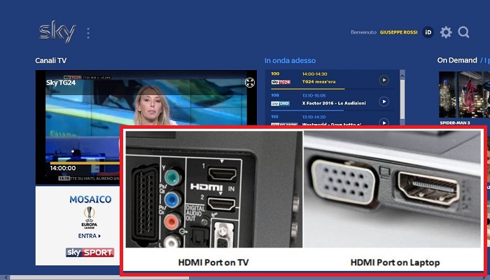Mira Sky Go en Smart TV usando HDMI