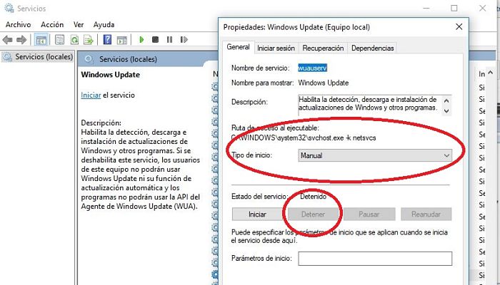 Reinicia el servicio de actualización de Windows 