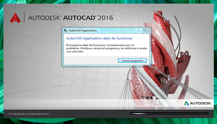 AutoCAD No Funciona En Windows 10 aviso del problema