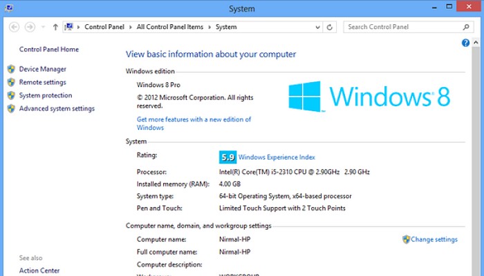 Requisitos minimos del Windows 8