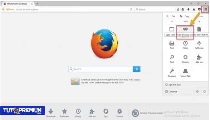 Activar la navegación privada en Mozilla Firefox (ventana privada)
