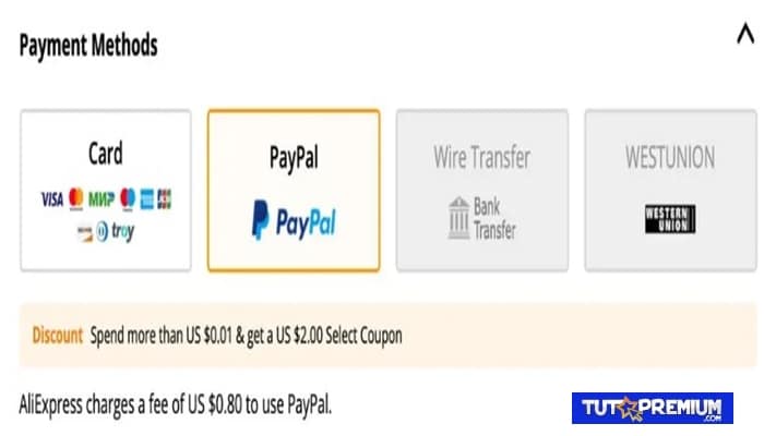 opción de pago con PayPal.
