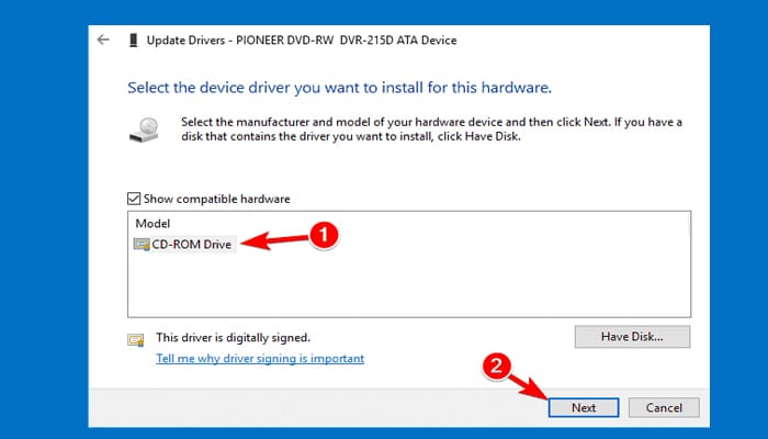 método 4 paso 3 y 4 soluciona la unidad CD/DVD no funciona en Windows 10