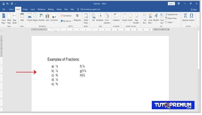 Cómo escribir fracciones en MS Word