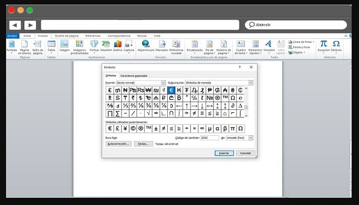 Uso del cuadro de diálogo Insertar símbolo (Word, Excel, PowerPoint)
