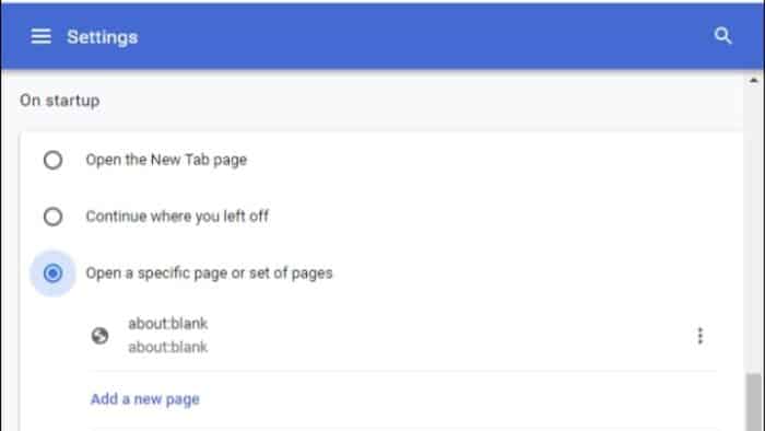 Cómo configurar al inicio la página About:blank