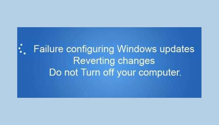 mensaje del error Fallo en la configuración de Windows Update