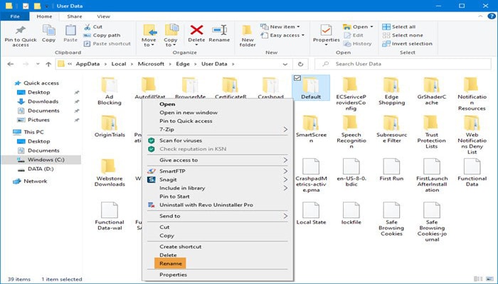 solución 4 paso 2 si Edge se cierra de inmediato en Windows 10