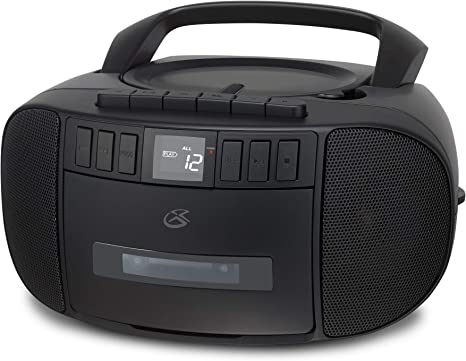GPX BCA209B Boombox portátil AM/FM con reproductor de CD y casete, negro