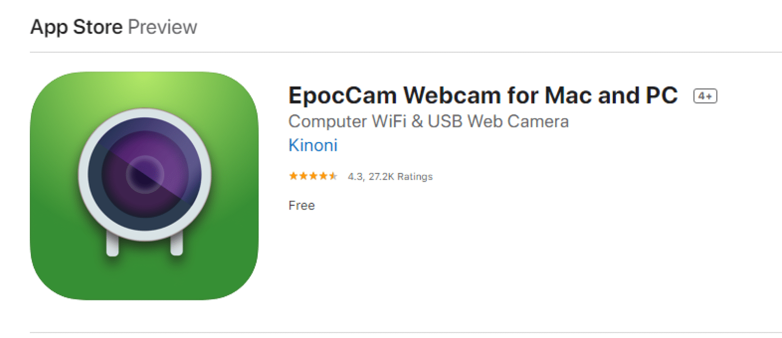 aplicación de cámara web epocam