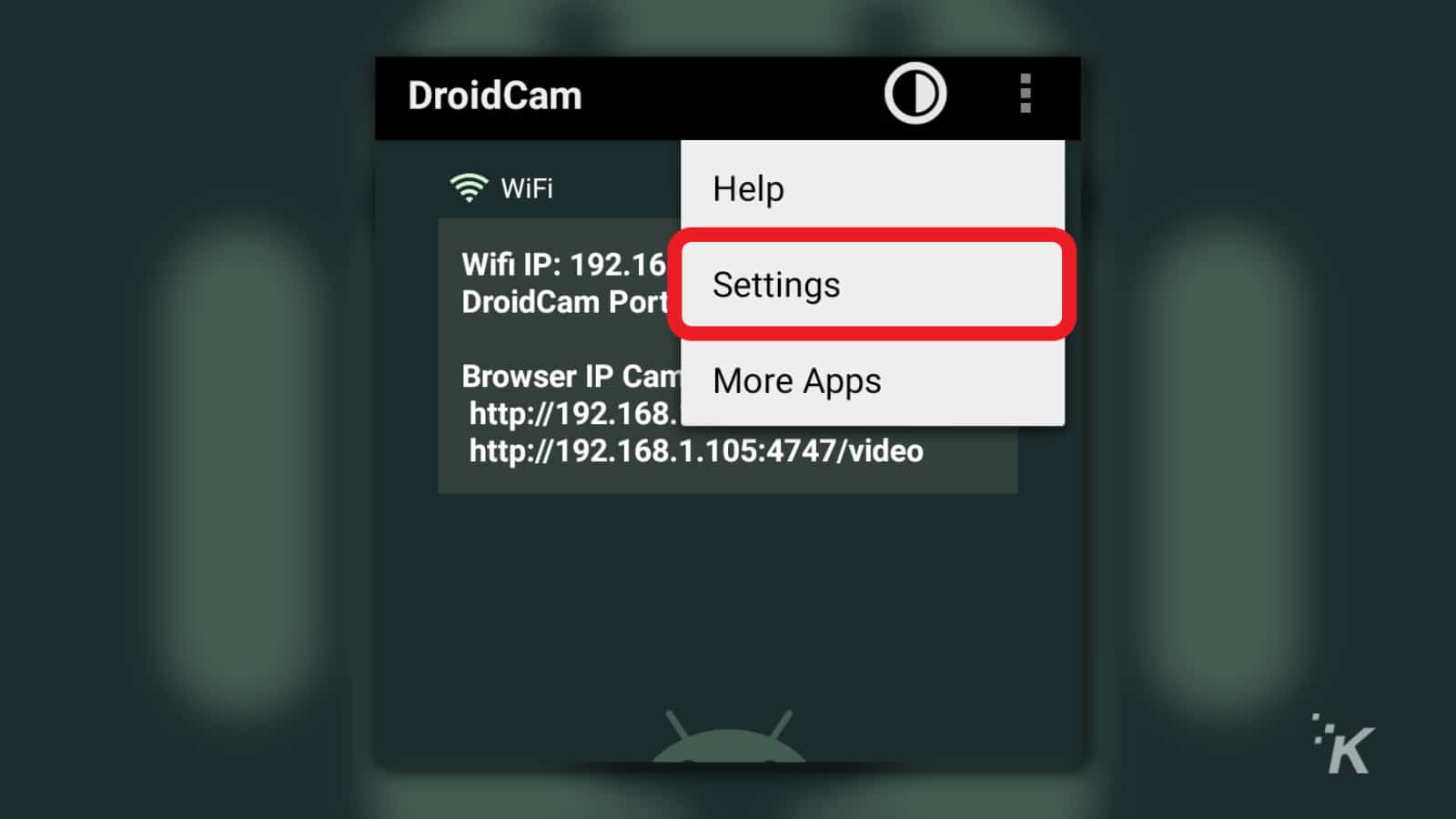 aplicación de cámara web droid cam