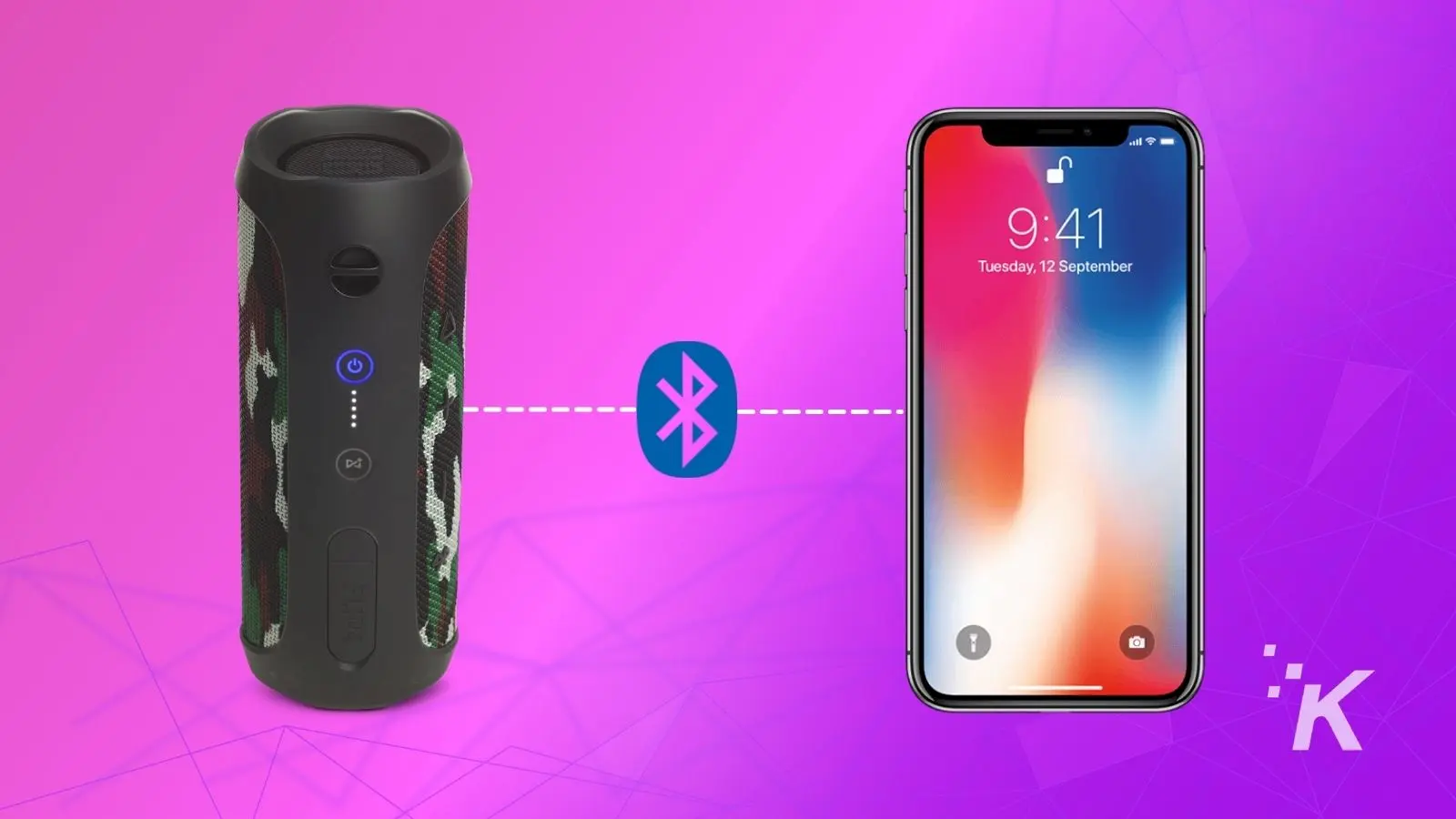 altavoces jbl junto a un iphone que muestran cómo conectar