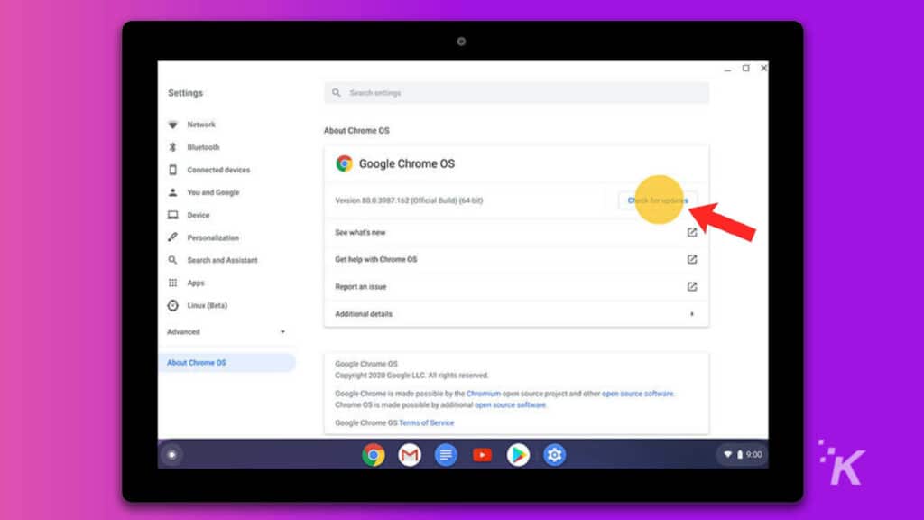 cómo actualizar Chrome OS en Chromebook