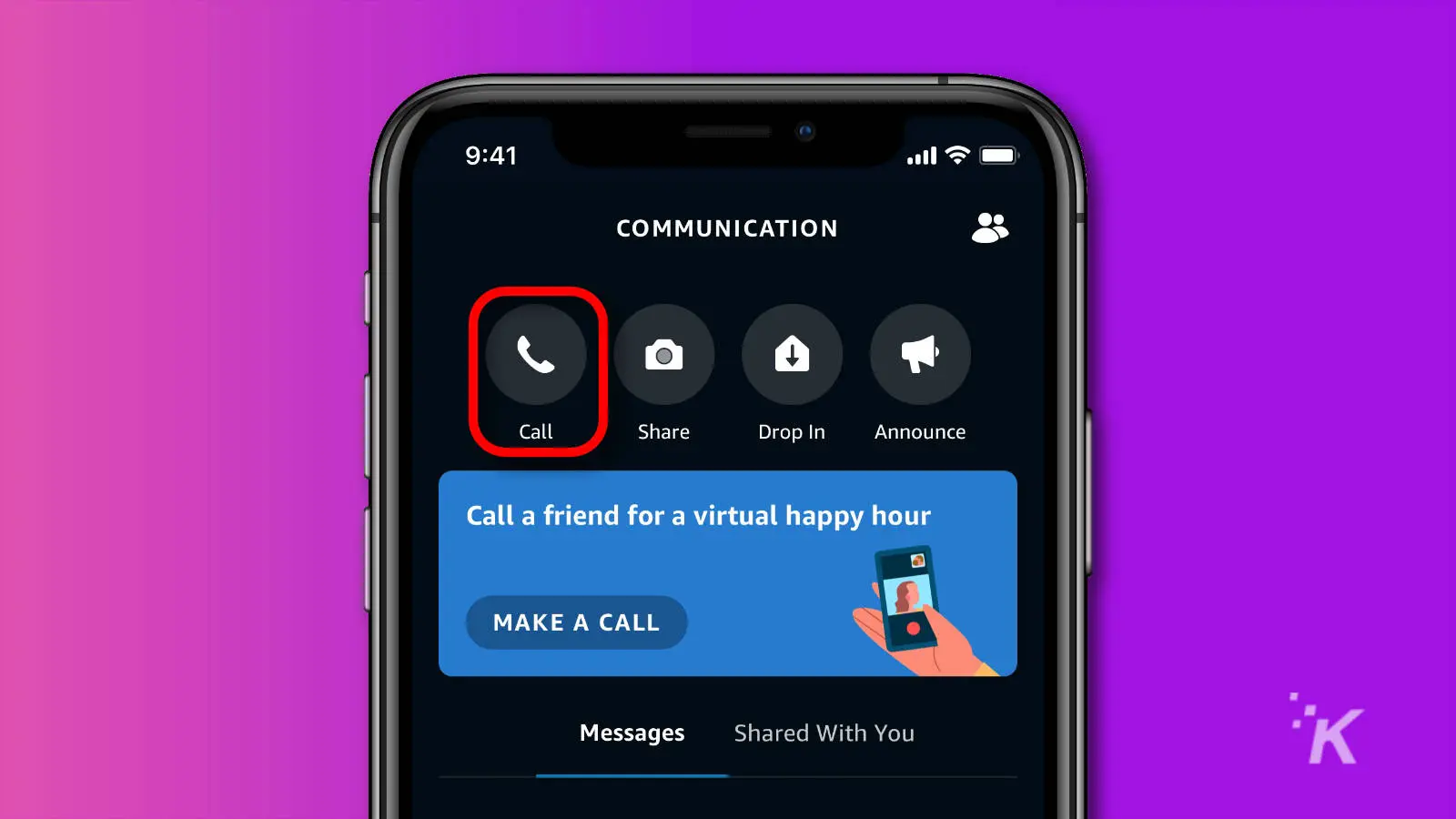 icono de llamada de la aplicación alexa