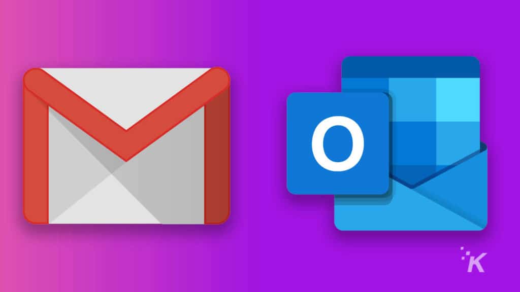 logotipos de correo electrónico para Gmail y Outlook