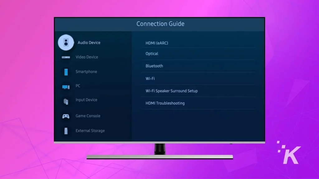 abra la configuración de Bluetooth en su televisor Samsung