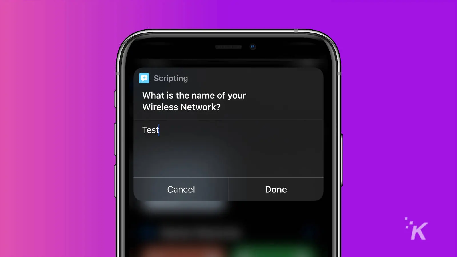 Captura de pantalla de la aplicación de accesos directos de iOS