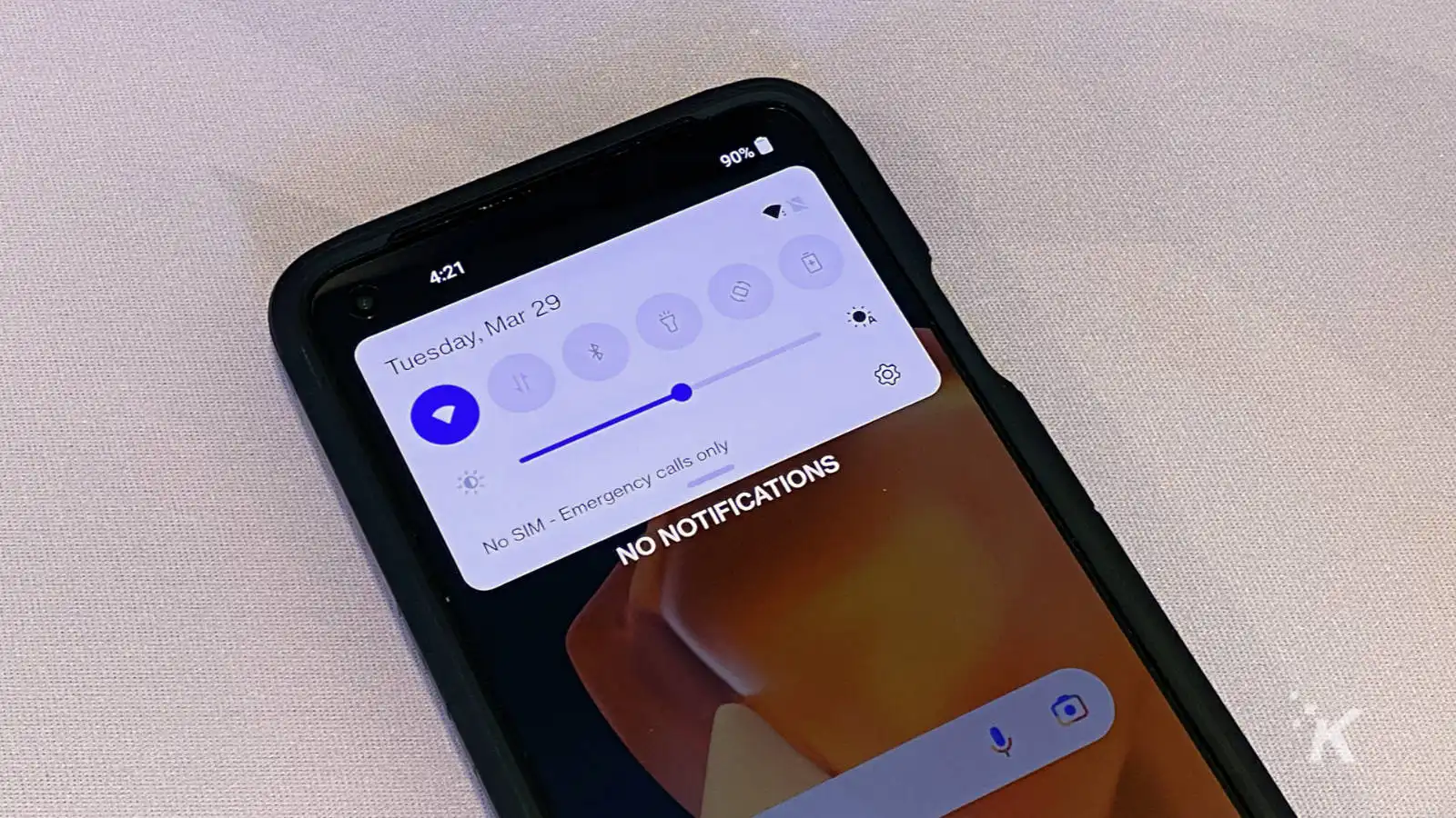 Configuración rápida de Android en la pantalla de un teléfono inteligente