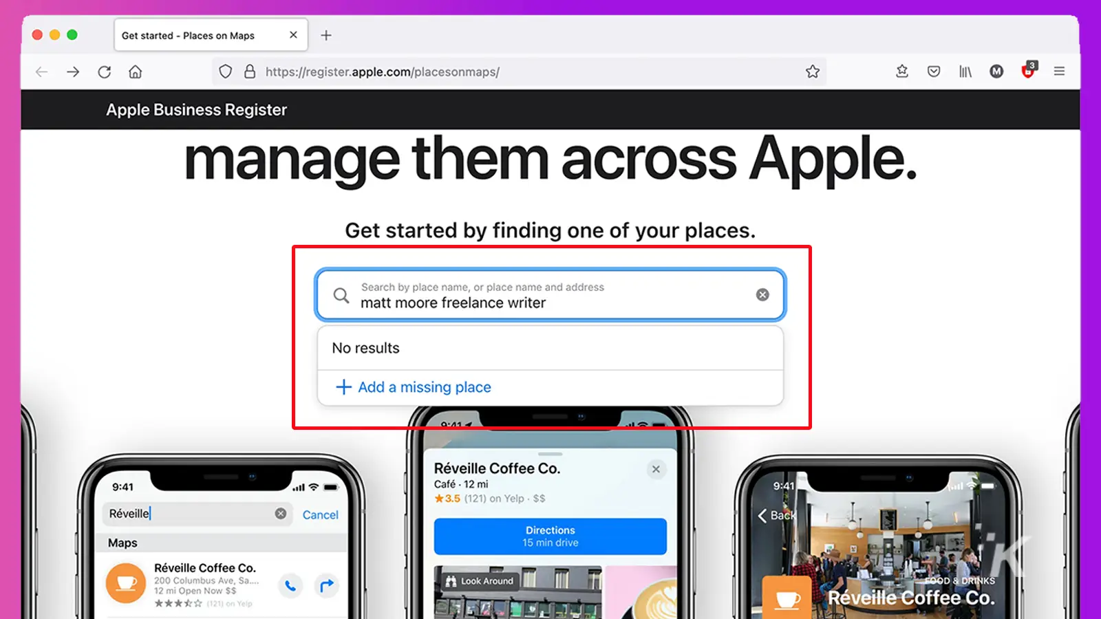 sitio de búsqueda empresarial de apple