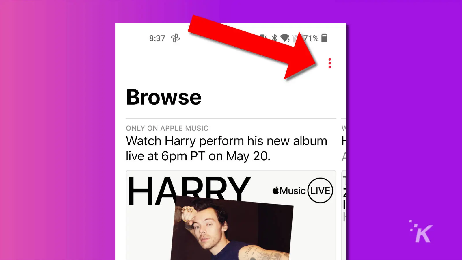 captura de pantalla de Apple Music en Android que muestra el ícono más