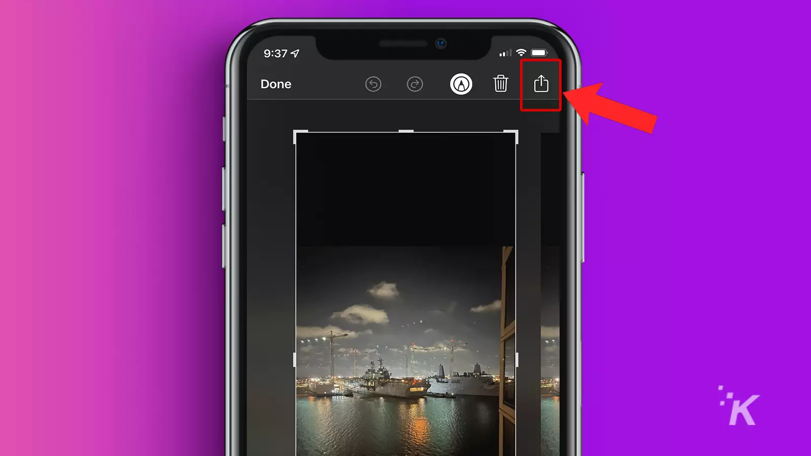 icono de compartir de iphone en la pantalla de captura de pantalla