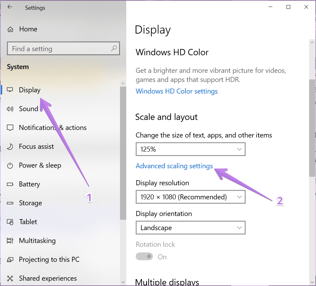 Windows 10 restablece la configuración de pantalla a la predeterminada 7