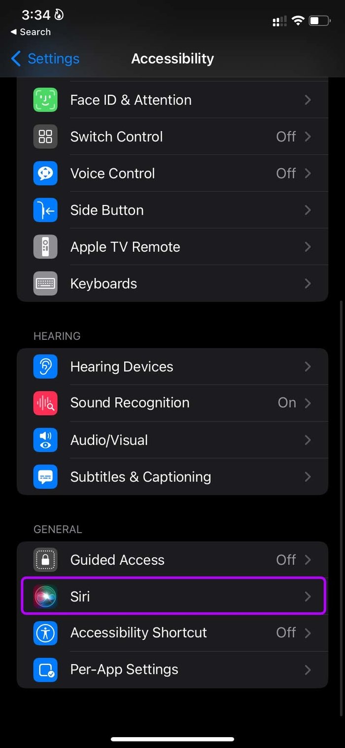 Abra Siri en la corrección de accesibilidad de Siri que no reproduce música de Apple