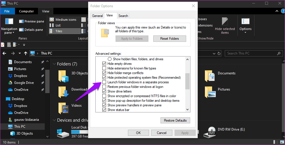 Las correcciones para el Explorador de archivos de Windows 10 son lentas 3