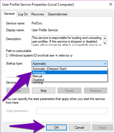 Solucionar el error de carga del perfil de usuario en Windows 10 07