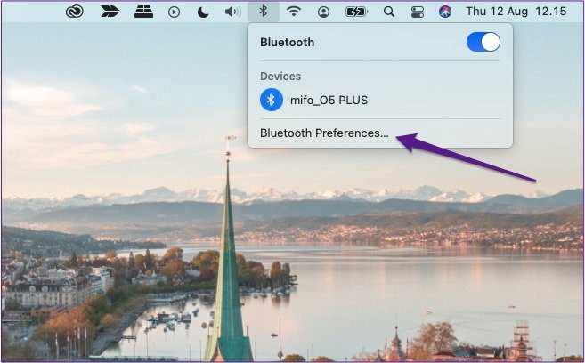 Mac haga clic en Preferencias de Bluetooth