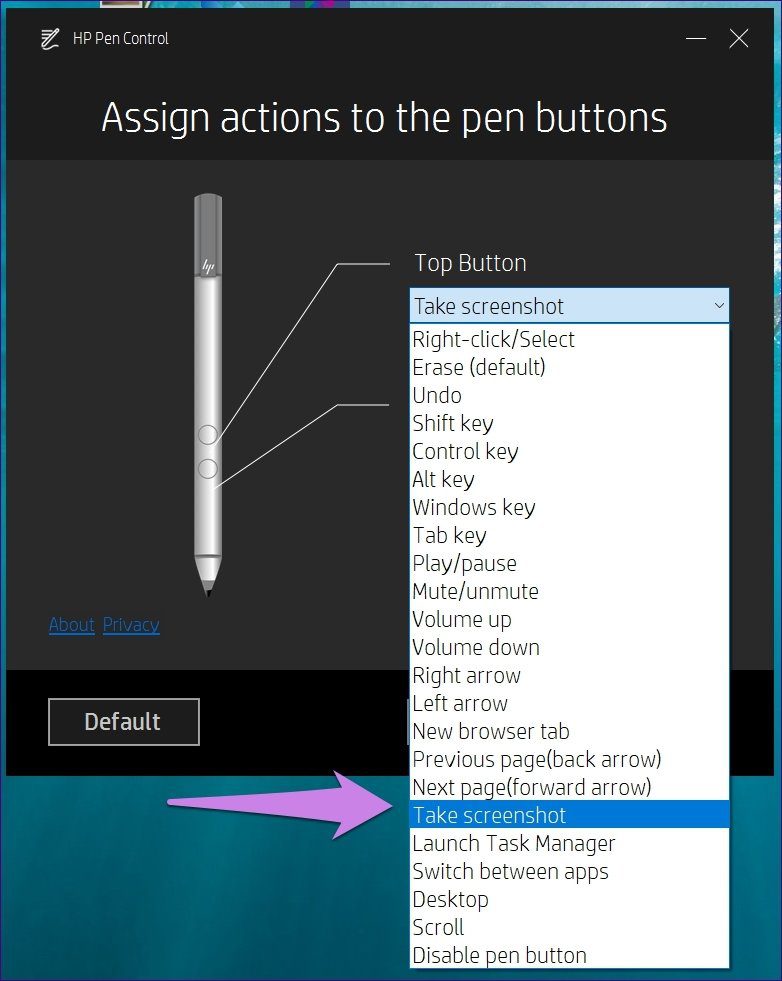 Captura de pantalla en la tableta HP X360 13