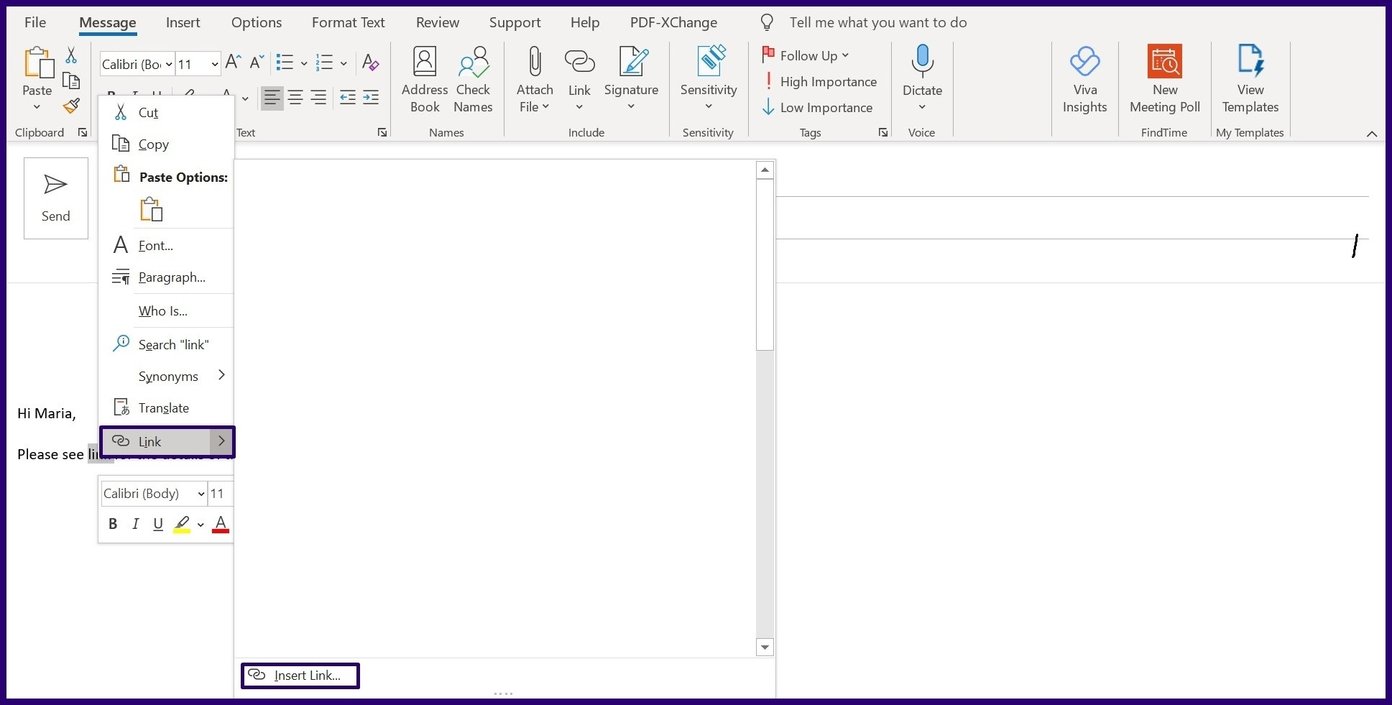 Cómo Agregar y Eliminar un Hipervínculo en Microsoft Outlook Paso 6