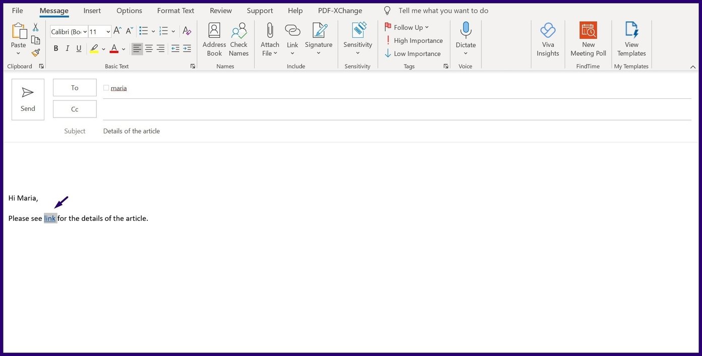 Cómo Agregar y Eliminar un Hipervínculo en Microsoft Outlook Paso 9