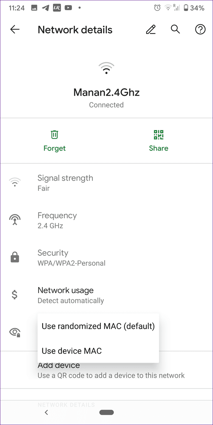 Wifi que muestra conectividad limitada desde Android 12