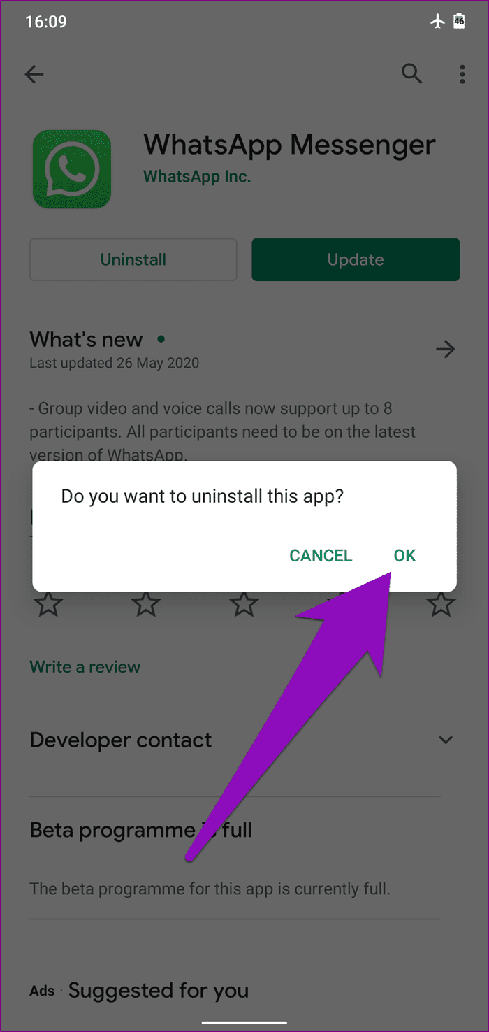 Desafortunadamente, WhatsApp ha detenido el error de Android 07
